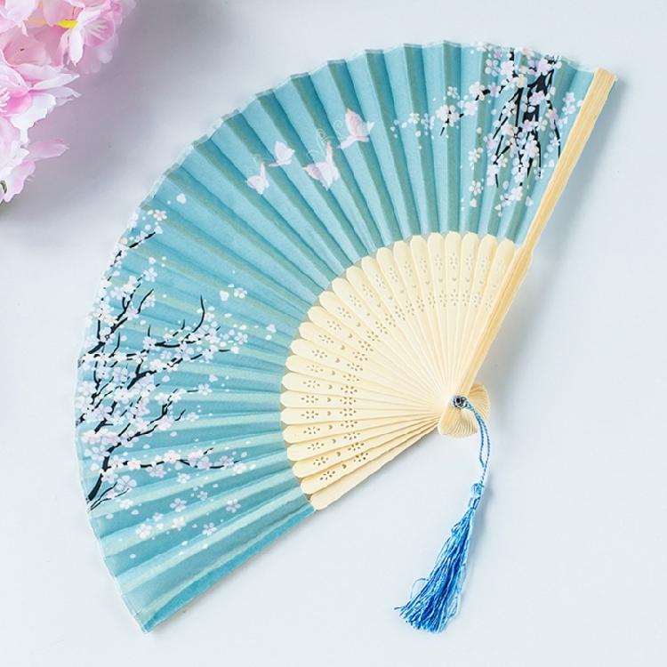 Women's Floral Handheld Fans Folding Hand Fans Silk Bamboo Hand Held Fans for Church Wedding Party Decorations Gifts