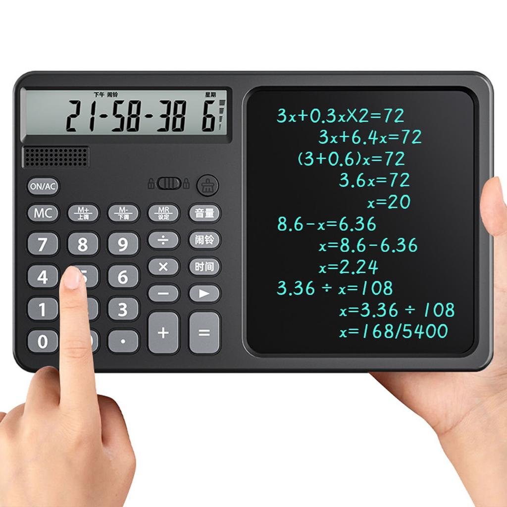 Multifunctional Talking Calculator Rechargeable 12 Digits Large Display Calculator with Notepad Big Sensitive Keys for School Business Work