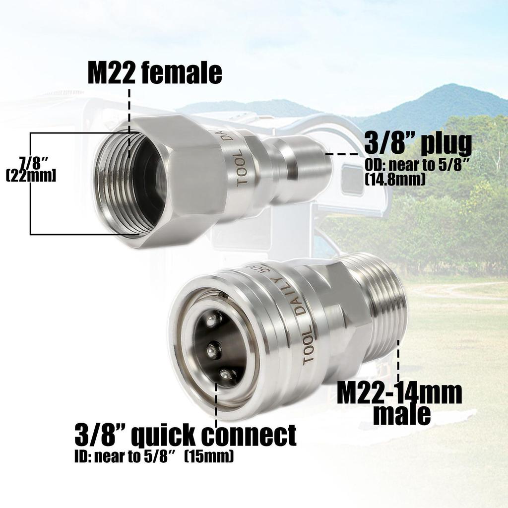 Karcher High-Pressure Washer Adapter Kit with 3/8" Swivel Joint & M22-14 Stainless Steel Quick Disconnect