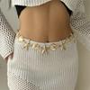 Gold Starfish Waist Chain Multi-pendant Beads Belly Chain Retro Imitation Pearl Body Chain  Beach