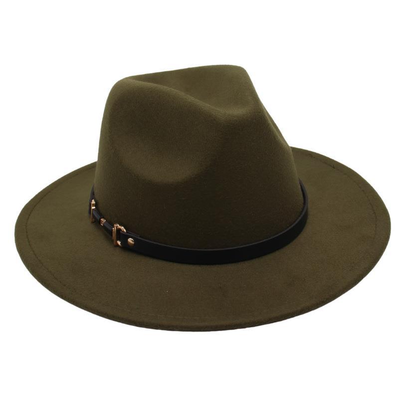 Suit Top Hat American Drama Belt Buckle Jazz Hat Men And Women Felt Hat Woolen Hat Big Brim Fedora Hat Jackson