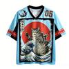 Harajuku Japanese-style ukiyo 3D Print Sport Breatha Quick-dry Men Women V-neck T-shirt Street Fashion Y2K Parent-child Clothing