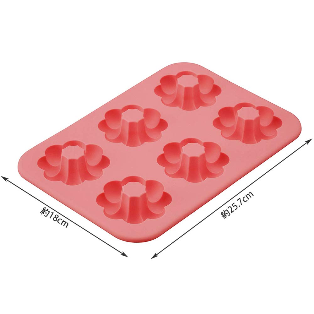 Kai Corporation Silicone Donut 6 260 X 180 X Silicone WDC1001 Mold, Ponde, Cavities, DL-6246, 29mm, Pink, Rubber, China,