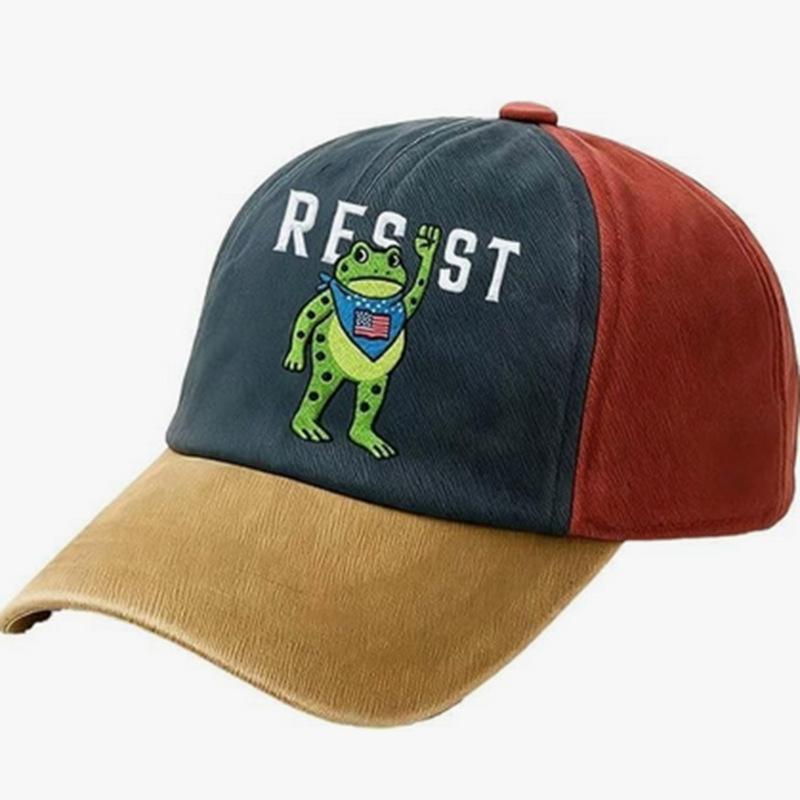 Frog Resists Washed Cotton Hat Men's Old Daddy Hat Vintage Printed Soft Top Baseball Cap
