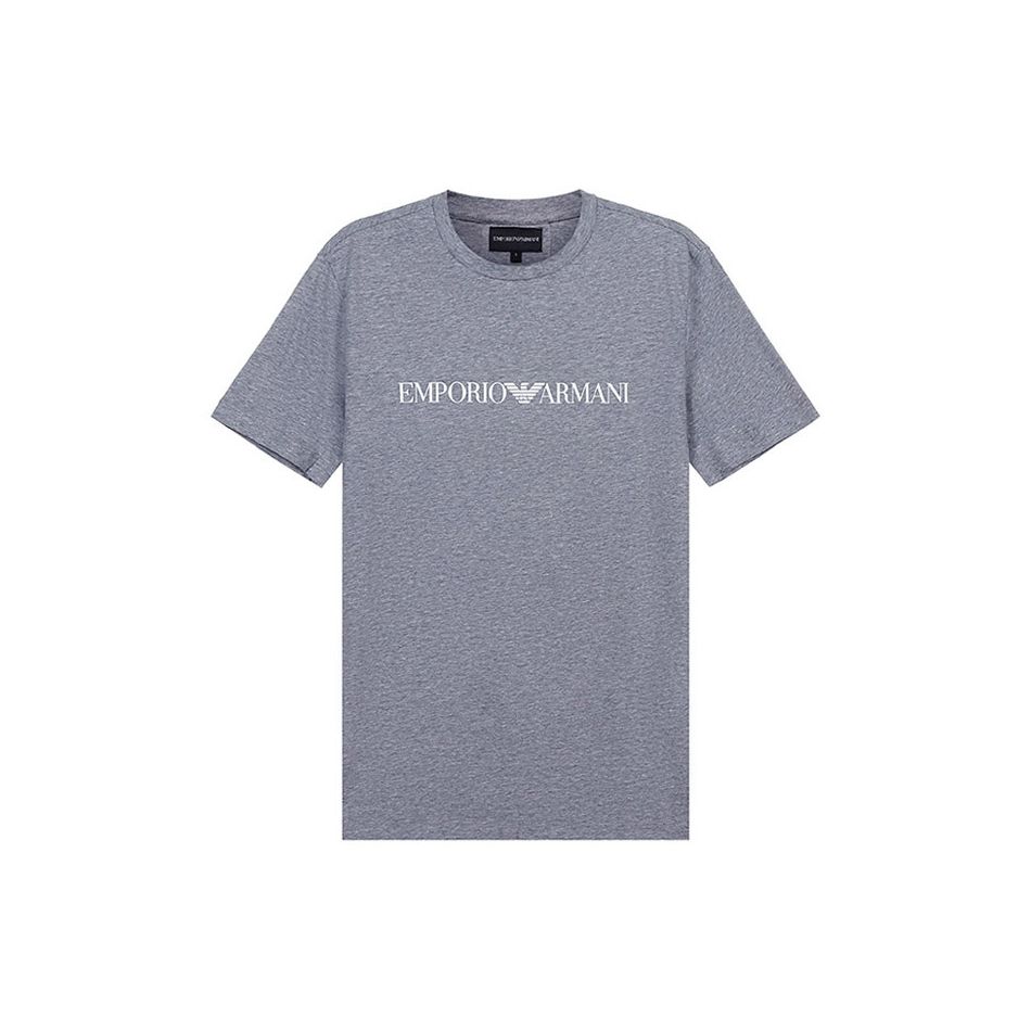 Emporio Armani FW21 Cotton Logo Crew Neck T-Shirt Men tops Gray 8N1TN5-1JPZZ-0687 XS