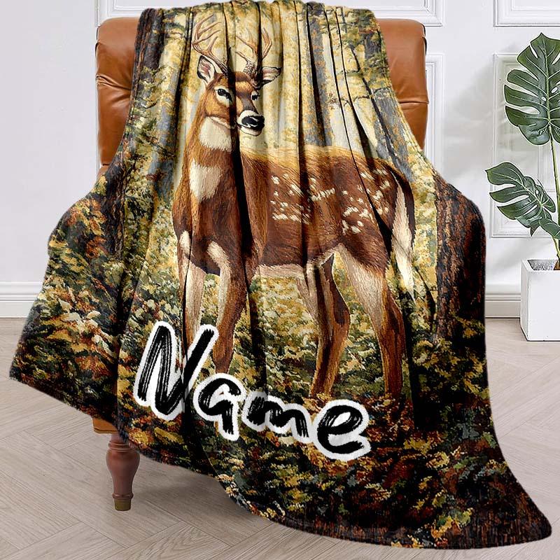 Elk Style Customize Your Name Blanket Used For Chair Office Sofa Bed Camping Soft And Warm Giving Friends And Relatives Birthday Graduation Gift