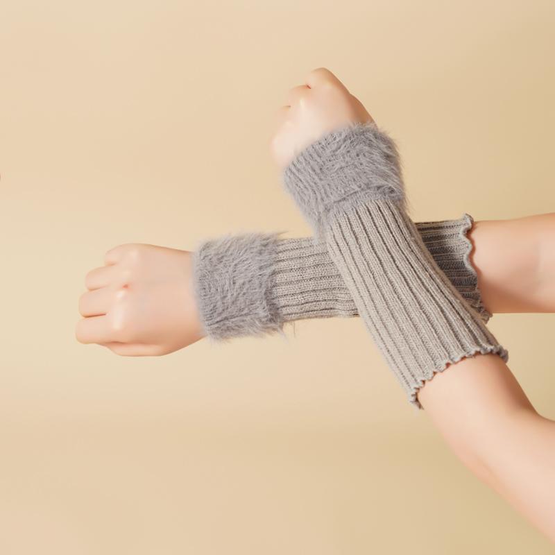 Women's Winter Warm Leg Warmers Female Knitted Hairy Warm Foot Cover Solid Color Lolita JK Warm Leggings Boot