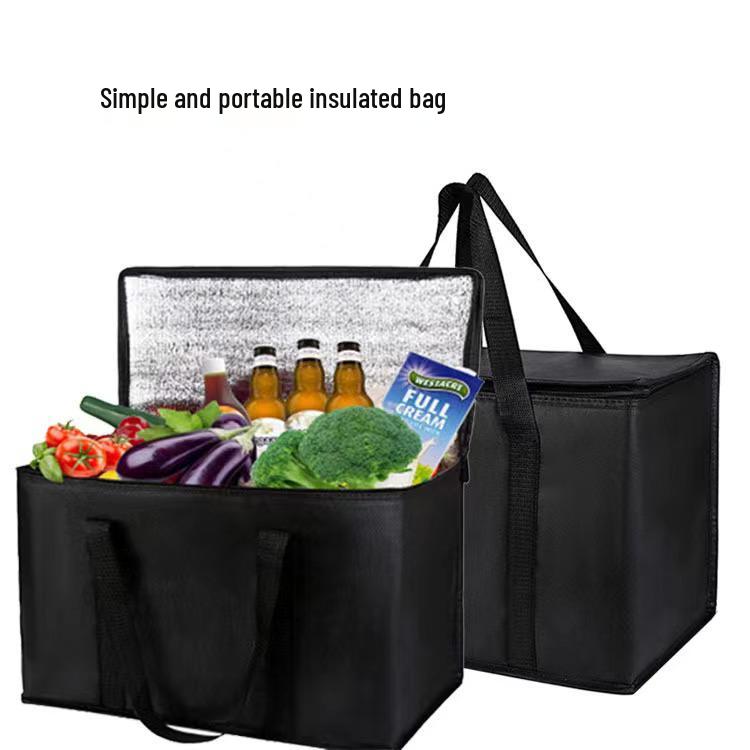 Schwarze isolierte Picknicktasche aus Vliesfolie mit Reißverschluss