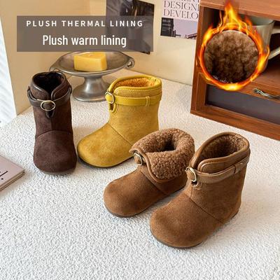 Kinder Wildleder Schneestiefel: Plüschige, warme Winterschuhe für Jungen und Mädchen