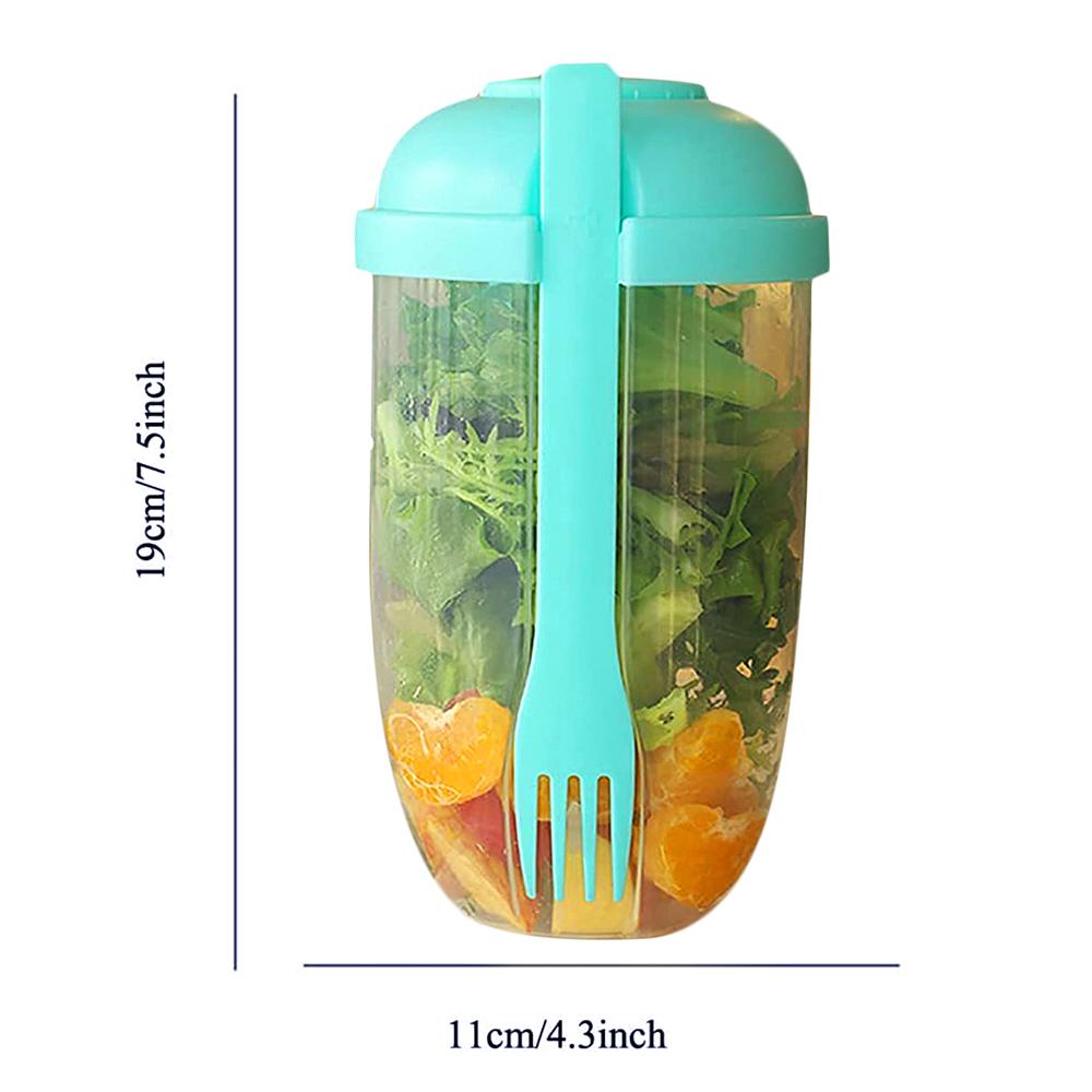 

Портативный стакан для салата с вилкой Контейнер для свежего салата Бутылка Овощи Фрукты Завтрак Обед На вынос для работы Путешествий Пикника зелёный