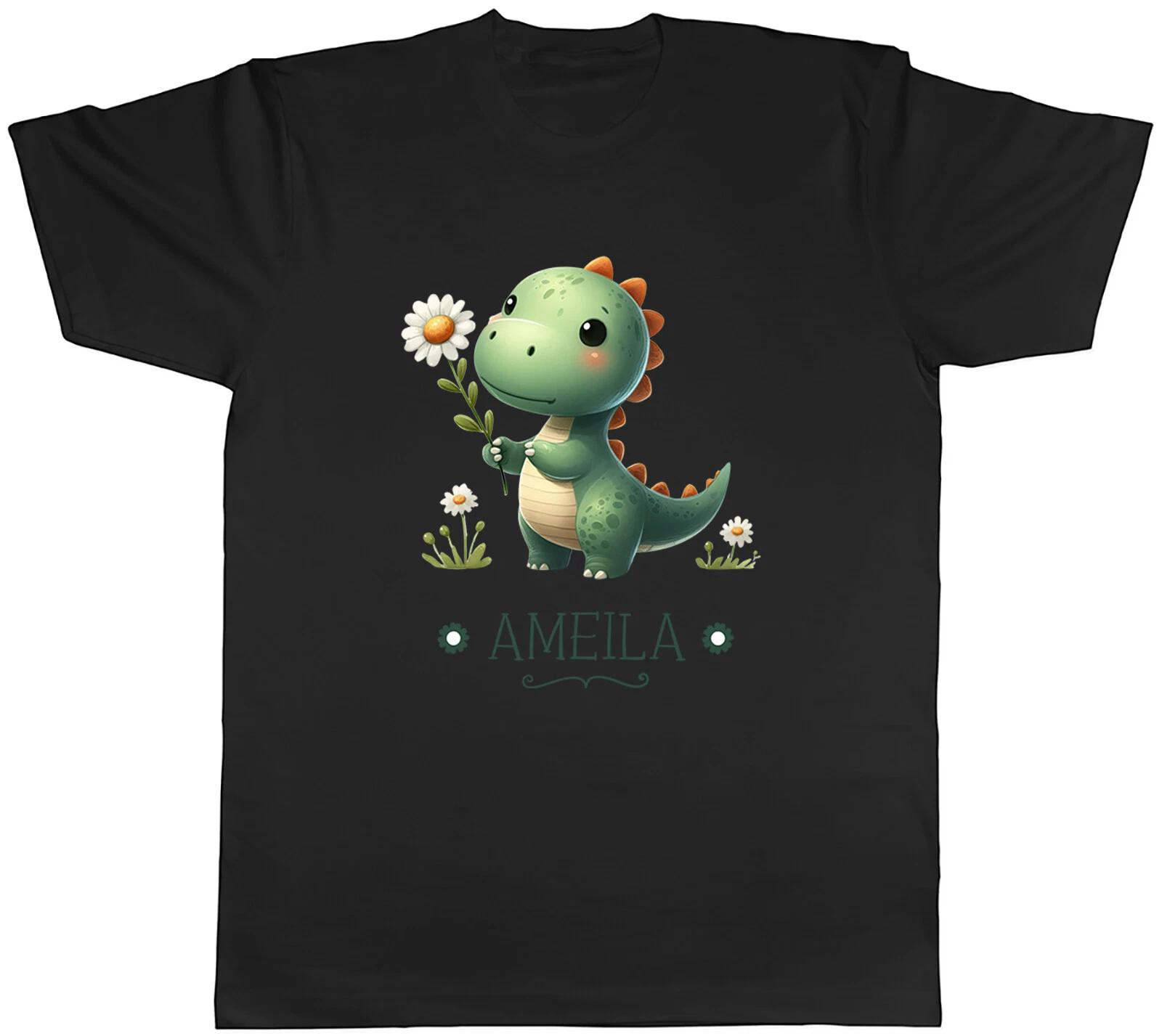 Personalised Dinosaur Daisy Flower Mens T-Shirtest Animal Floral Tee Gift XXXL
