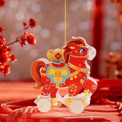 Lanterne Portable DIY Nouvel An Chinois Lumineuse Dessin Animé Mignonne Lanterne Année du Cheval 2026 Lanterne Cheval Traditionnelle Portative PVC Fête