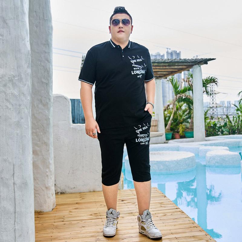 

Трендовые мужские спортивные штаны больших размеров с короткими рукавами, состоящие из двух частей Fat Man, очень большой свободный тонкий летний костюм