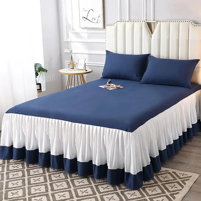 3 Pcs Solid Color Bedspread on The Bed Home Knit Dust-proof Smooth Cotton Bed Cover for Queen/King Size Bed
