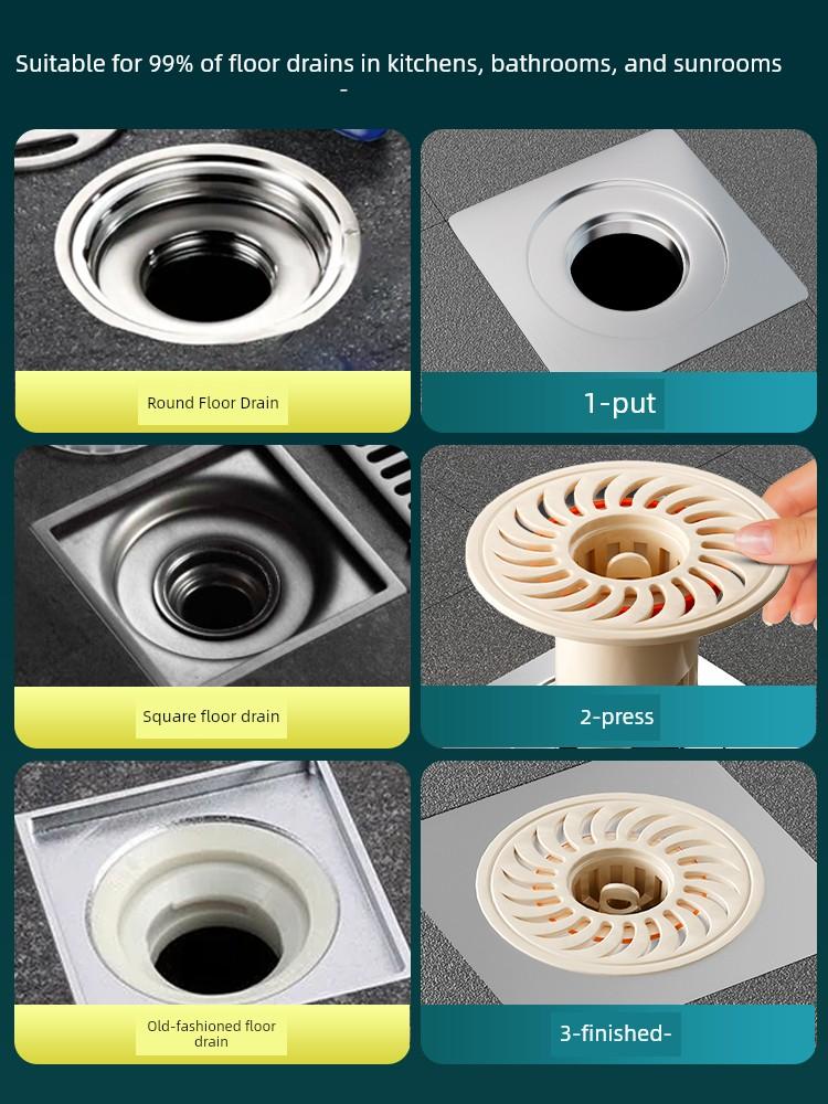 Floor Drain Deodorizer, Anti-Odor Device for Sewer, Silicone Mat, Small Insect Cover, Universal Anti-Odor for Bathroom, Old-Style