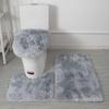 1SET Long-haired Tie-dyed Carpet Household Toilet Three-piece Non-slip Floor Mat, Water-absorbing and Dirt-resistant Bathroom Floor Mat