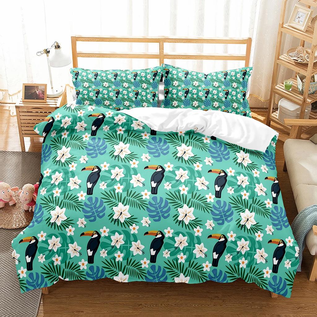 Comforter Cute Birds Wild Animals Pattern Polyester Comforter With For Men Women Bedding Set King Size