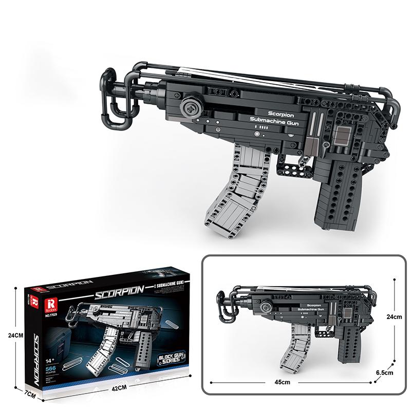 Non-Toxic 518Pcs Scorpion Pistol Building Block Military Army Weapon Moc Gun Model Bricks Children Diy Assemble Toys Children Holiday Gifts