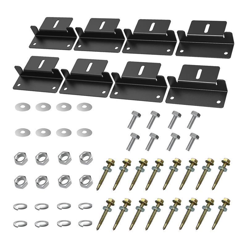 Roof Mounting Z-Style Solar Panel Bracket Kits 8PCS Photovoltaic Panel Z-Bracket Stand For Car Boat RV Yacht Black