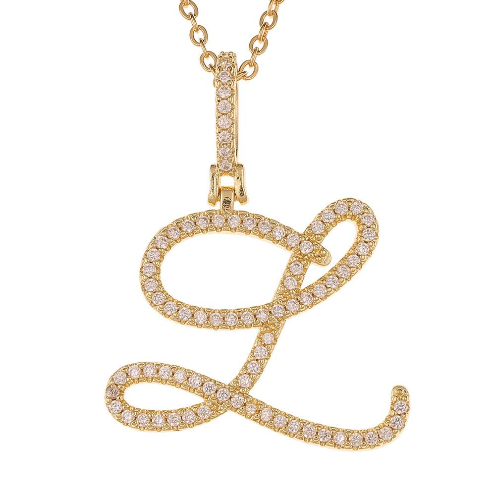 A-Z Cursive Initial Letter Pendant Necklace For Women Simple Rope Chain Pendant Necklace Jewelry Gift