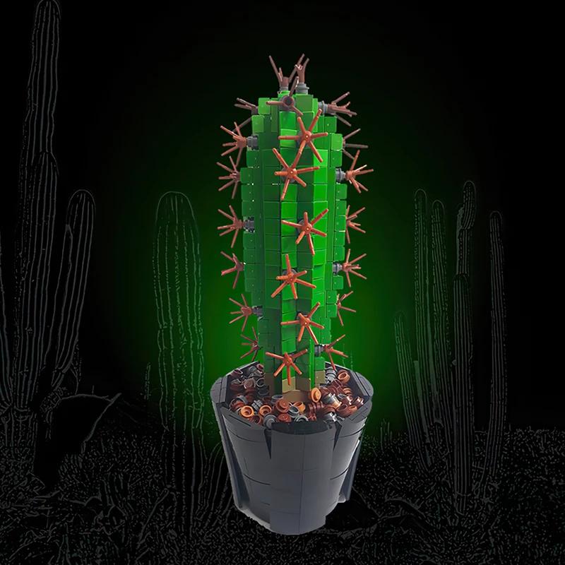 MOC DO IT YOURSELF Cactus Construction Bricks Bouquet 3D Model Toy Home Decor Plant Potted Assembly Romantic Set Brick Toy Child Gift Idea