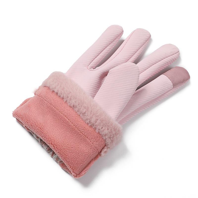 Gloves Women's Fleece Thickened Warm Electric Vehicle Windproof German Fleece Spring and Autumn Winter Riding Cold Driving Cycling
