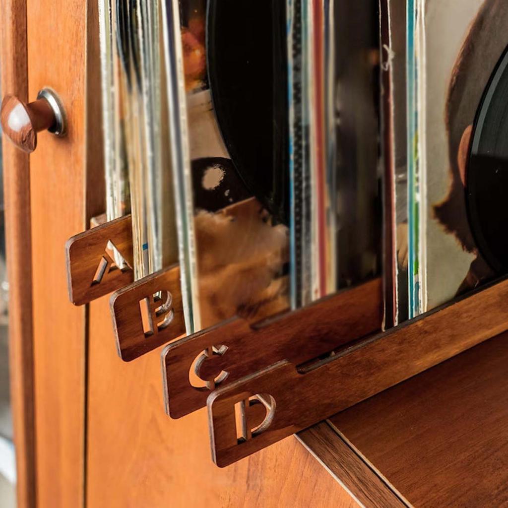 26 Stück Vinyl-Schallplatten-Trenner, alphabetischer Organizer, einfach zu verwendender hölzerner Alphabet-Trenner