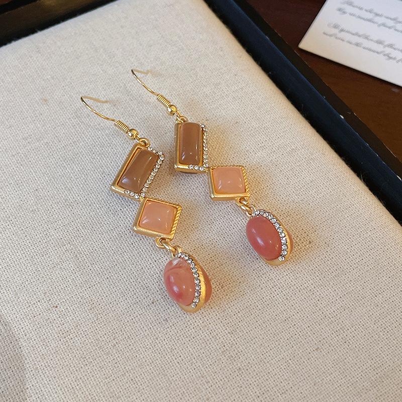 Red Round White Polka Dot Ring Dangle Earrings Hong Kong Style Exaggerated Vintage Young Advanced Ear Jewelry for Women K