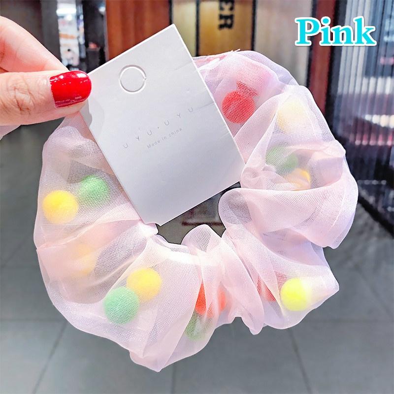 Woman Colorful Hairball Hair Ties Scrunchies Girls Elastic Hairband Hair Accessories Rope Headwear Rubber Band Ponytail Holders