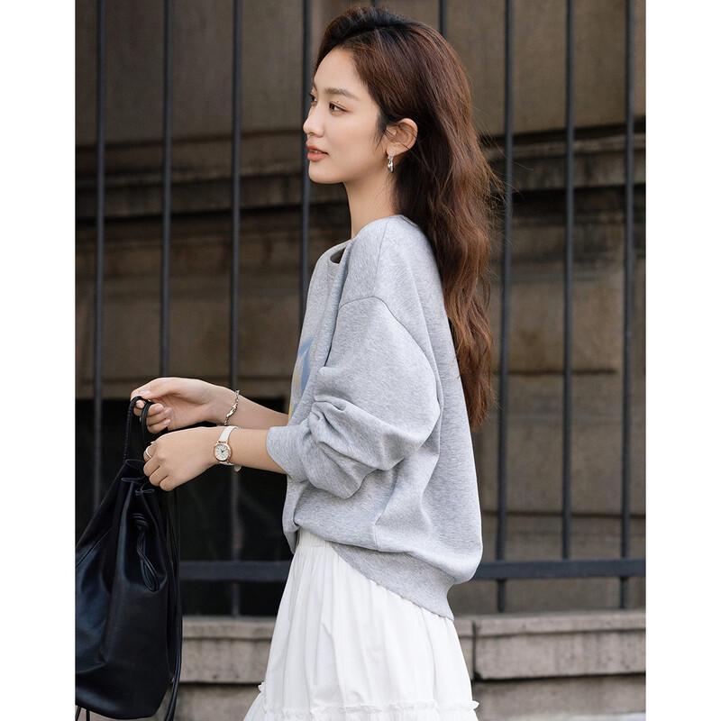 DEMANA Spring Korean Style Illustration Print Sweatshirt