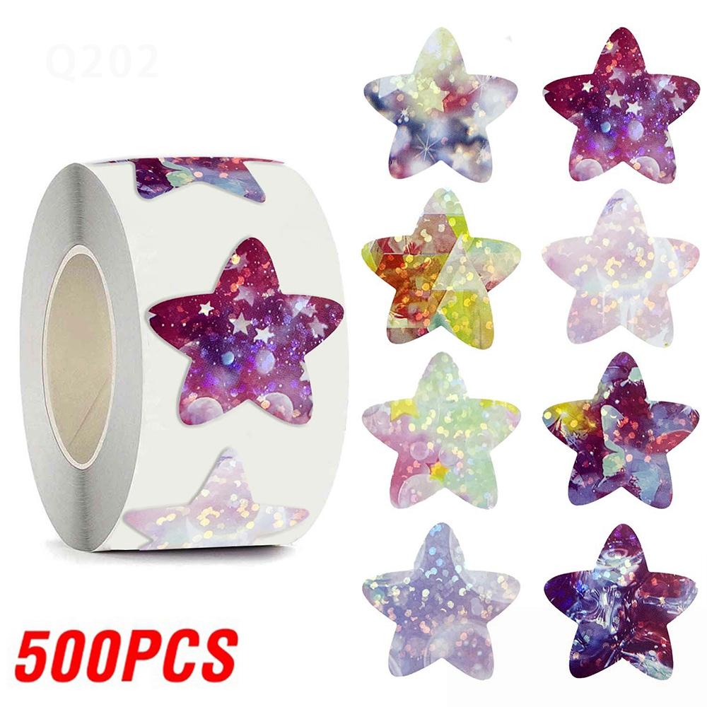 100-500pcs Glitter Star Stickers for Kids School Teacher Reward Sticker Party Decor Small Business Label Scrapbooking Stickers