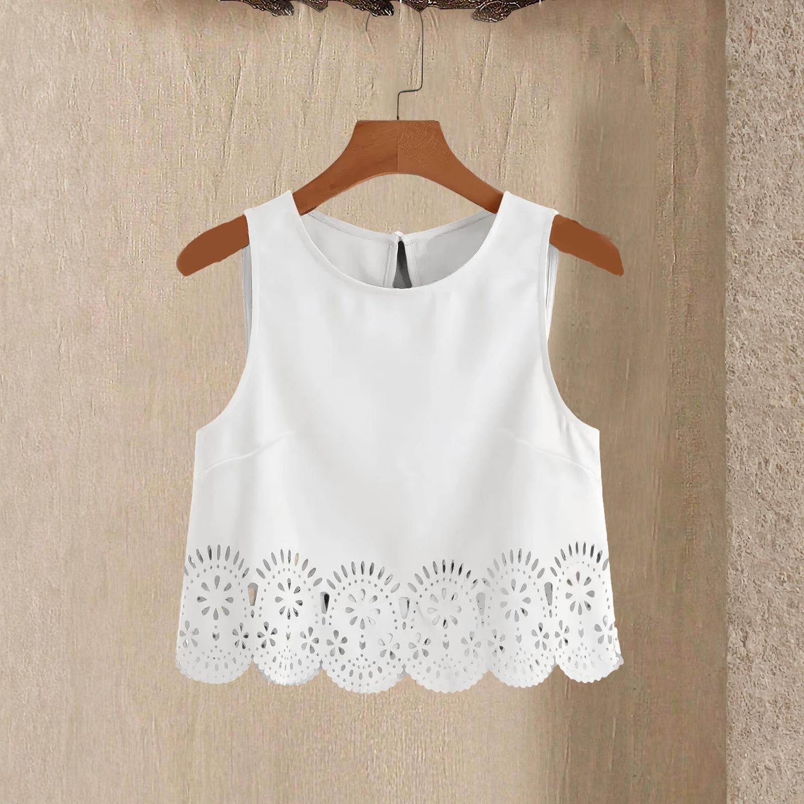 Женская модная и повседневная рубашка без рукавов с круглым вырезом и принтом XXL