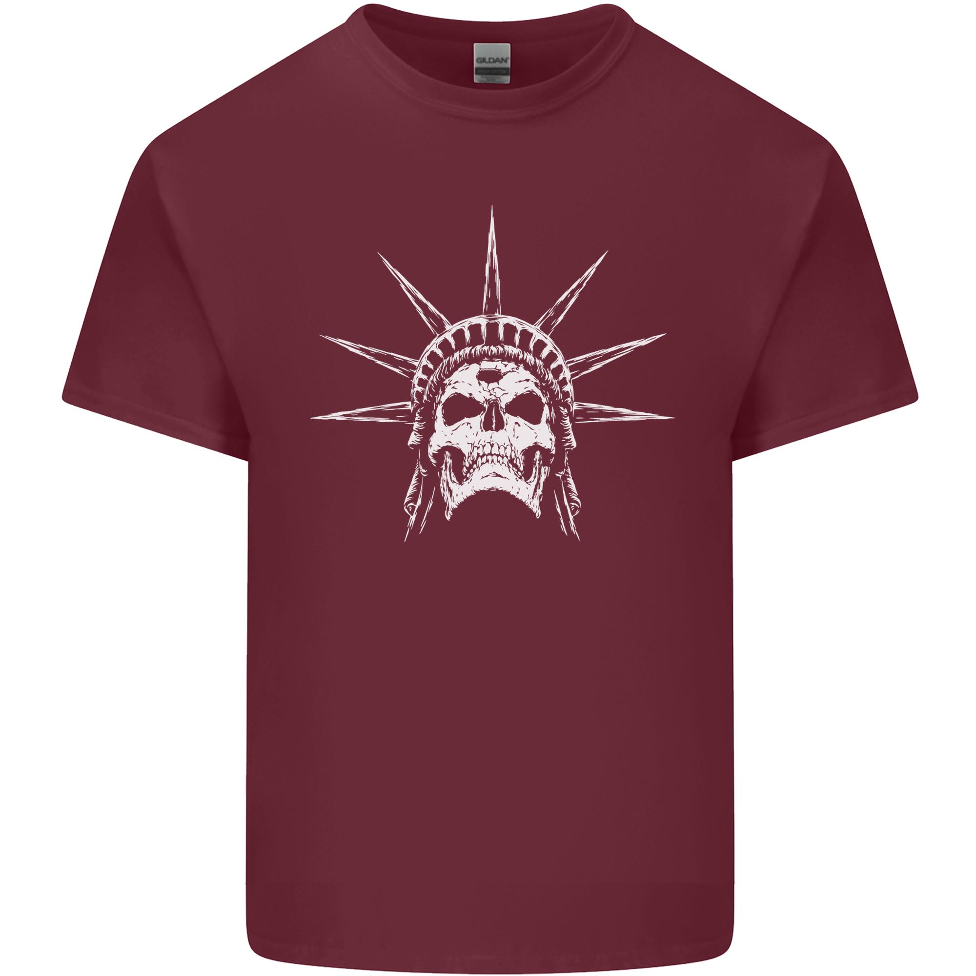 Statue of Liberty Skull USA Gothic Biker Unisexs Light Cotton TShirt S