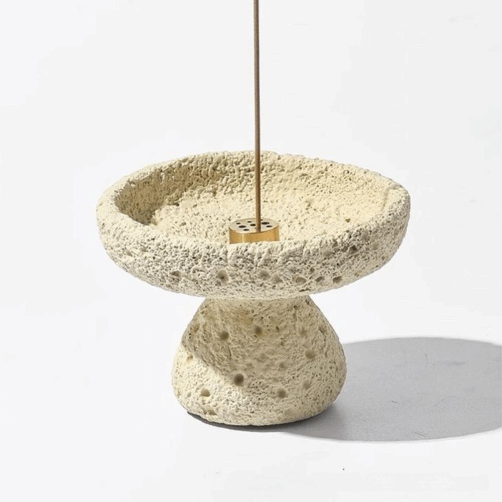 Concrete Texture Cement Incense Burners with 9 Holes Moon Surface Design Incense Stick Stand Decorative Multi-functional