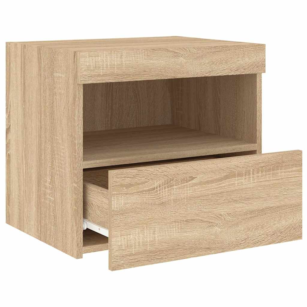 Vidaxl Szafki Nocne Z Led, 2 Szt., Dąb Sonoma, 50X40X45 Cm