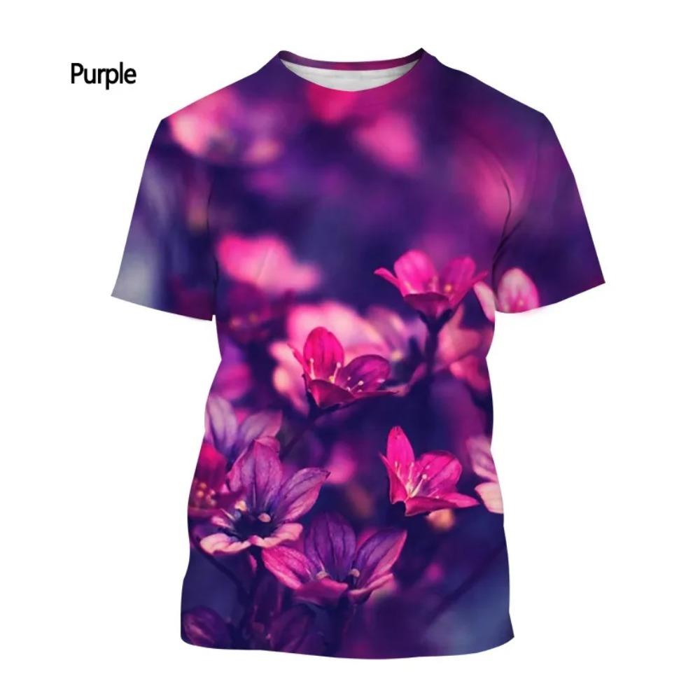 Rosenpflanze Blumen 3D HD Druck Herren T-Shirt Mode Kreativ Oberteil Lässig Alles Qualität Bequem Kurzarm