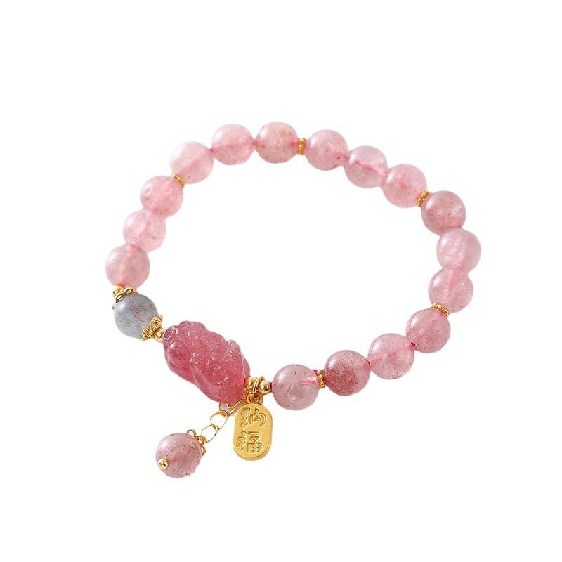Natural Strawberry Crystal Bracelet Bangles Women Fashion Jewelry Accessories Gift