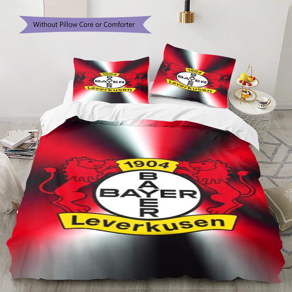 Bayer Leverkusen Pattern Bedding Set Quilt Cover Pillowcase Home Decor Gift (1 * Duvet Cover + 2 * Pillowcase, Without Core)
