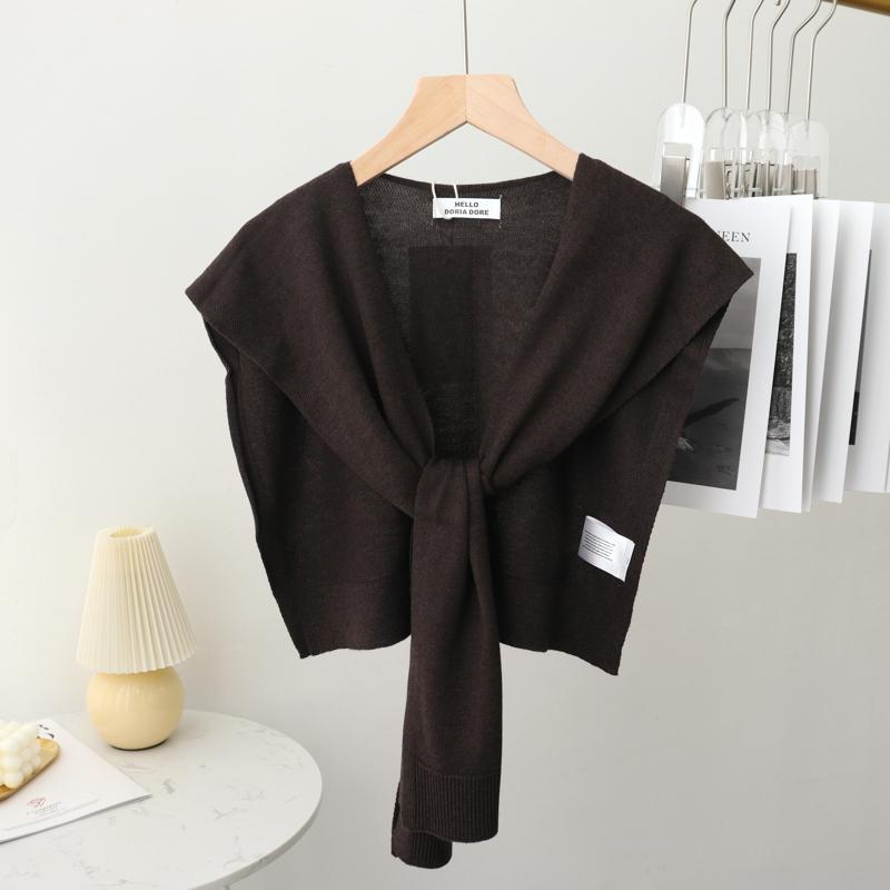 Korean Summer Air Conditioning Fake Collar Neck Guard Scarf Female Knit Thin Autumn Knotted Cape Sunscreen Shawl For Women
