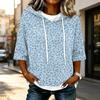 Damenmode Lässig 3/4 Ärmel Leopardenmuster Kapuzen-T-Shirt für den Alltag