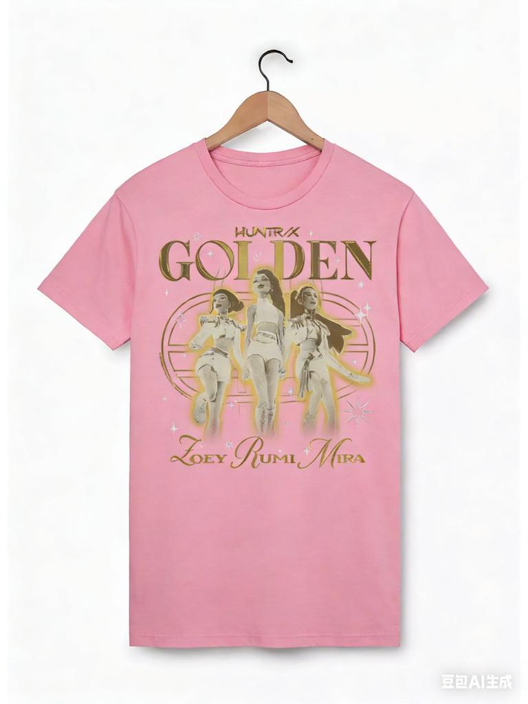 2026 KPop Demon Hunters Huntrix Trio d'Oro Maglietta Uomo Donna Cotone Streetwear Manica Corta 2026 Estate Stampa Maglietta alla Moda