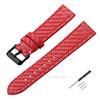 Leather Bracelet Carbonfiber Grain Watchband 18mm 20mm Red Orange Blue Brown Stitching Watch Band 22 24mm Watch Strap for Seiko