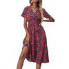 Women's Dresses Casual Small Floral Printed V-Neck Short Sleeve Dresses