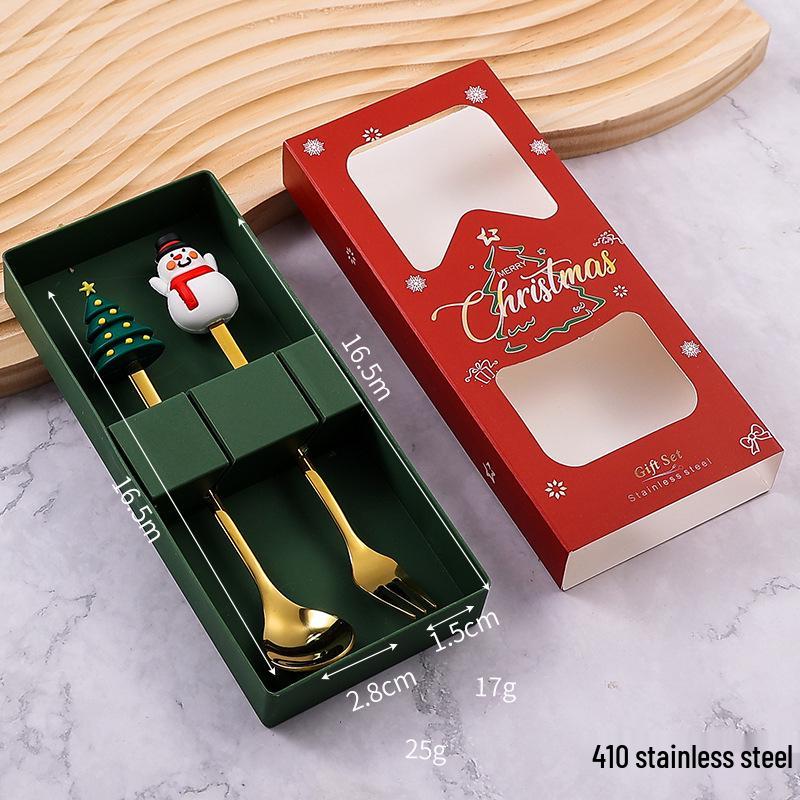 

Рождественский набор столовых приборов из нержавеющей стали: Милая ложка, вилка и ложка для перемешивания кофе и фруктов