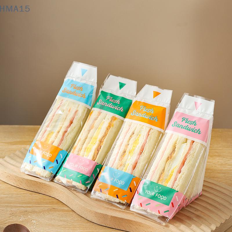 100 pezzi di involucri per sandwich speciali monouso facili da strappare trasparenti triangolari per torte e pane
