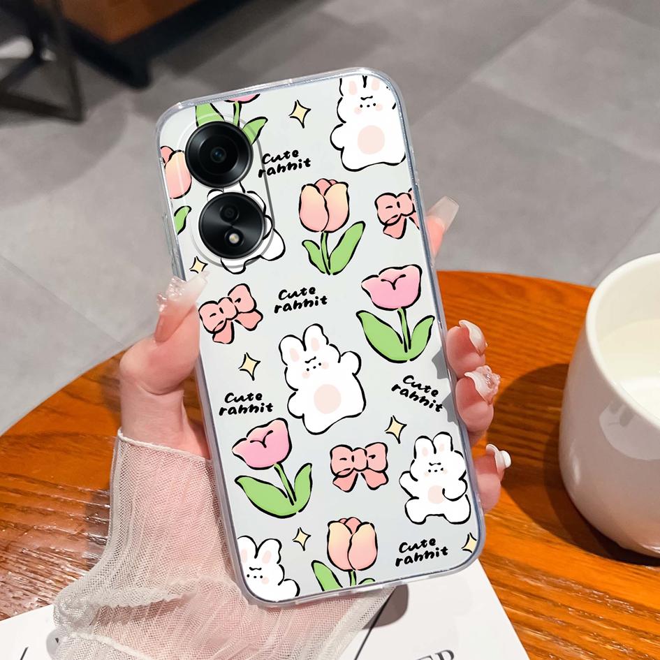 Carcasă nouă pentru Oppo A58 A57 A57S A57e A77 A77S A78 A79 A98 A38 A2 F23 K11 4G 5G Model animal drăguț din silicon transparent anti-alunecare Carcasă durabilă pentru Oppo Capa