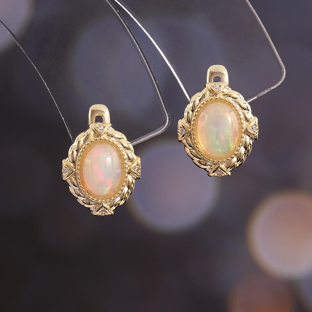 TBJ,Exquisite 925 sterling silver women's clasp earrings colorful Natural Ethiopia Opal fine jewelry for Festival birthday gifts