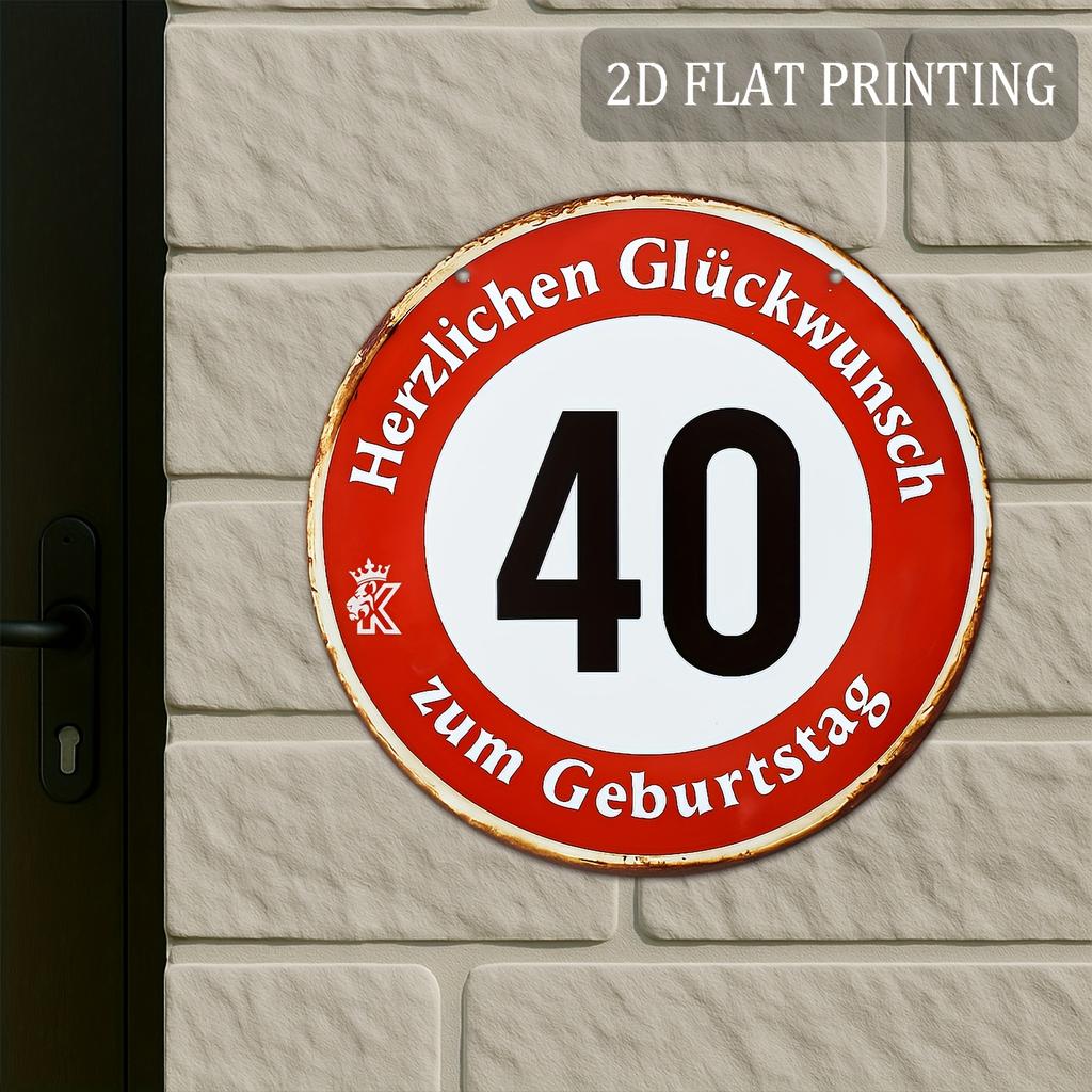 D Flat Printing pc Congratulations on Your Th Birthday Round Metal Sign German Quote Wall Decor Birthday Party