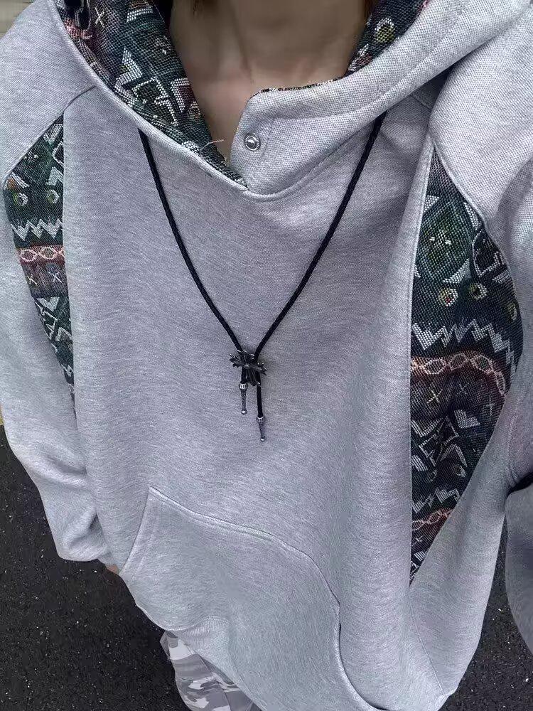 2025 Men's Plus Velvet Heavyweight Hoodie - Trendy American Lazy Style, Loose Fit, Perfect for Couples in Spring & Autumn.