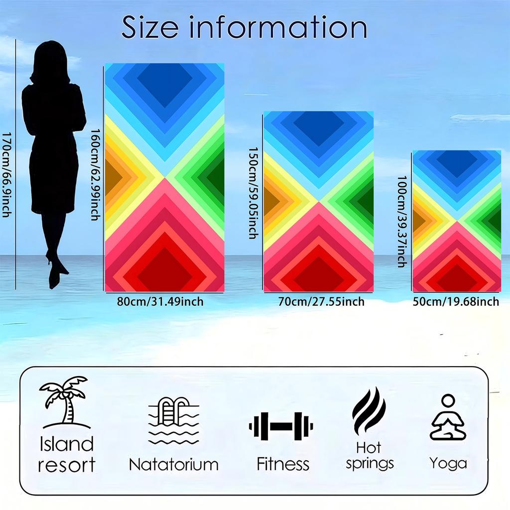 Geometric colored rhombus pattern polyester microfiber beach towel is highly absorbent, suitable for swimming and beach outings